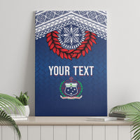 Manu Samoa Rugby Custom Navy Blue Canvas Wall Art ʻIe Toga Pattern With Red Ula fala