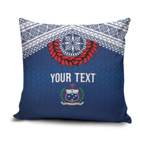 Manu Samoa Rugby Custom Navy Blue Pillow Cover ʻIe Toga Pattern With Red Ula fala