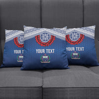 Manu Samoa Rugby Custom Navy Blue Pillow Cover ʻIe Toga Pattern With Red Ula fala