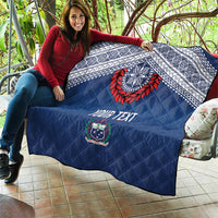 Manu Samoa Rugby Custom Navy Blue Quilt ʻIe Toga Pattern With Red Ula fala