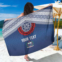 Manu Samoa Rugby Custom Navy Blue Sarong ʻIe Toga Pattern With Red Ula fala