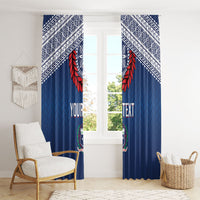 Manu Samoa Rugby Custom Navy Blue Window Curtain ʻIe Toga Pattern With Red Ula fala