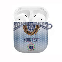 Manu Samoa Rugby Custom White AirPods Case ʻIe Toga Pattern With Brown Ula fala