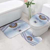 Manu Samoa Rugby Custom White Bathroom Set ʻIe Toga Pattern With Brown Ula fala