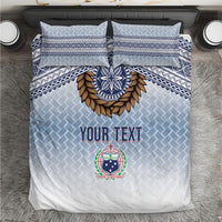 Manu Samoa Rugby Custom White Bedding Set ʻIe Toga Pattern With Brown Ula fala