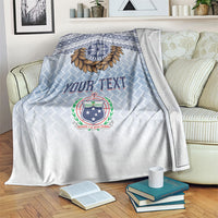 Manu Samoa Rugby Custom White Blanket ʻIe Toga Pattern With Brown Ula fala
