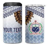 Manu Samoa Rugby Custom White 4 in 1 Can Cooler Tumbler ʻIe Toga Pattern With Brown Ula fala
