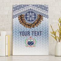 Manu Samoa Rugby Custom White Canvas Wall Art ʻIe Toga Pattern With Brown Ula fala