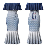 Manu Samoa Rugby Custom White Couples Matching Mermaid Dress and Hawaiian Shirt ʻIe Toga Pattern With Brown Ula fala