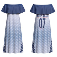 Manu Samoa Rugby Custom White Couples Matching Off Shoulder Maxi Dress and Long Sleeve Button Shirt ʻIe Toga Pattern With Brown Ula fala