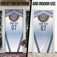 Manu Samoa Rugby Custom White Door Cover ʻIe Toga Pattern With Brown Ula fala