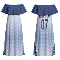 Manu Samoa Rugby Custom White Family Matching Off Shoulder Maxi Dress and Hawaiian Shirt ʻIe Toga Pattern With Brown Ula fala