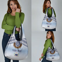 Manu Samoa Rugby Custom White Grocery Bag ʻIe Toga Pattern With Brown Ula fala