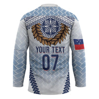 Manu Samoa Rugby Custom White Hockey Jersey ʻIe Toga Pattern With Brown Ula fala