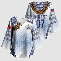 Manu Samoa Rugby Custom White Kimono Sleeve Blouse ʻIe Toga Pattern With Brown Ula fala