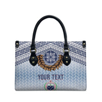 Manu Samoa Rugby Custom White Leather Bag ʻIe Toga Pattern With Brown Ula fala