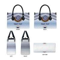 Manu Samoa Rugby Custom White Leather Bag ʻIe Toga Pattern With Brown Ula fala