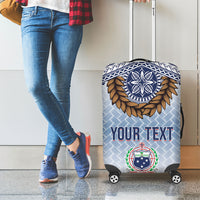 Manu Samoa Rugby Custom White Luggage Cover ʻIe Toga Pattern With Brown Ula fala