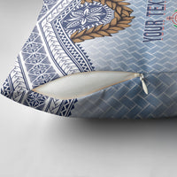 Manu Samoa Rugby Custom White Pillow Cover ʻIe Toga Pattern With Brown Ula fala