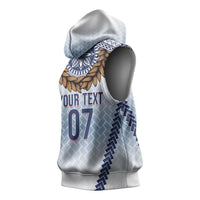 Manu Samoa Rugby Custom White Sleeveless Hoodie ʻIe Toga Pattern With Brown Ula fala