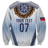Manu Samoa Rugby Custom White Sweatshirt ʻIe Toga Pattern With Brown Ula fala