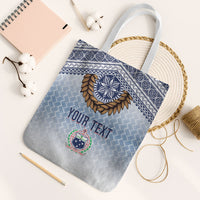 Manu Samoa Rugby Custom White Tote Bag ʻIe Toga Pattern With Brown Ula fala