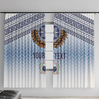 Manu Samoa Rugby Custom White Window Curtain ʻIe Toga Pattern With Brown Ula fala