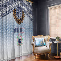 Manu Samoa Rugby Custom White Window Curtain ʻIe Toga Pattern With Brown Ula fala
