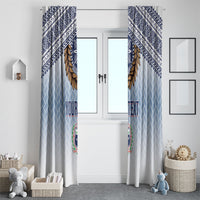 Manu Samoa Rugby Custom White Window Curtain ʻIe Toga Pattern With Brown Ula fala
