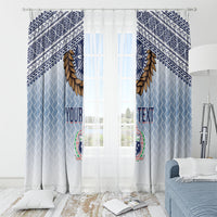 Manu Samoa Rugby Custom White Window Curtain ʻIe Toga Pattern With Brown Ula fala