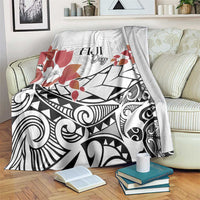 Bula Fiji Day Blanket Tagimaucia on Masi Pattern LT7 White - Polynesian Pride