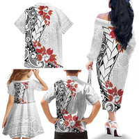 Bula Fiji Day Family Matching Off The Shoulder Long Sleeve Dress and Hawaiian Shirt Tagimaucia on Masi Pattern