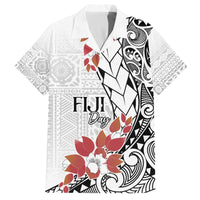 Bula Fiji Day Family Matching Off The Shoulder Long Sleeve Dress and Hawaiian Shirt Tagimaucia on Masi Pattern