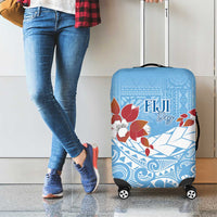 Bula Fiji Day Luggage Cover Tagimaucia on Masi Pattern - Turquoise LT7 - Polynesian Pride