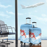 Bula Fiji Day Luggage Cover Tagimaucia on Masi Pattern - Turquoise LT7 - Polynesian Pride