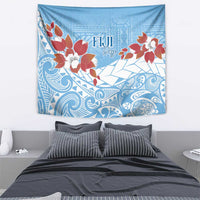Bula Fiji Day Tapestry Tagimaucia on Masi Pattern - Turquoise