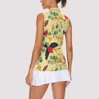 Aloha Hawaii Women Sleeveless Polo Shirt I'iwi on Mamane Pastel Cream LT7 - Polynesian Pride