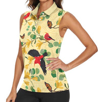 Aloha Hawaii Women Sleeveless Polo Shirt I'iwi on Mamane Pastel Cream LT7 - Polynesian Pride