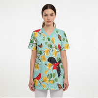 Aloha Hawaii Scrub Top I'iwi on Mamane Pastel Turquoise - Polynesian Pride