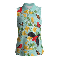 Aloha Hawaii Women Sleeveless Polo Shirt I'iwi on Mamane Pastel Turquoise LT7 Female Turquoise - Polynesian Pride