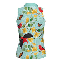 Aloha Hawaii Women Sleeveless Polo Shirt I'iwi on Mamane Pastel Turquoise LT7 - Polynesian Pride