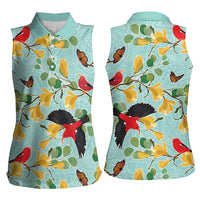 Aloha Hawaii Women Sleeveless Polo Shirt I'iwi on Mamane Pastel Turquoise LT7 - Polynesian Pride