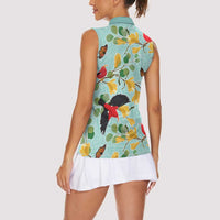 Aloha Hawaii Women Sleeveless Polo Shirt I'iwi on Mamane Pastel Turquoise LT7 - Polynesian Pride