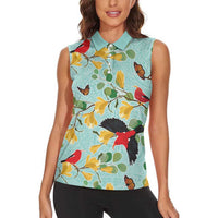 Aloha Hawaii Women Sleeveless Polo Shirt I'iwi on Mamane Pastel Turquoise LT7 - Polynesian Pride