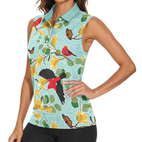 Aloha Hawaii Women Sleeveless Polo Shirt I'iwi on Mamane Pastel Turquoise LT7 - Polynesian Pride