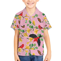 Aloha Hawaii Family Matching Tank Maxi Dress and Hawaiian Shirt I'iwi on Mamane Pastel Pink LT7 Son's Shirt Pink - Polynesian Pride