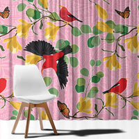 Aloha Hawaii Window Curtain I'iwi on Mamane Pastel Pink