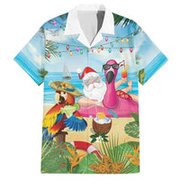 Have Yourself A Beachy Little Christmas Family Matching Off The Shoulder Long Sleeve Dress and Hawaiian Shirt with Santa Chilling - Polynesian Pride