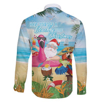 Have Yourself A Beachy Little Christmas Family Matching Off Shoulder Short Dress and Hawaiian Shirt with Santa Chilling LT7 - Polynesian Pride