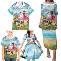 Have Yourself A Beachy Little Christmas Family Matching Puletasi and Hawaiian Shirt with Santa Chilling - Polynesian Pride
